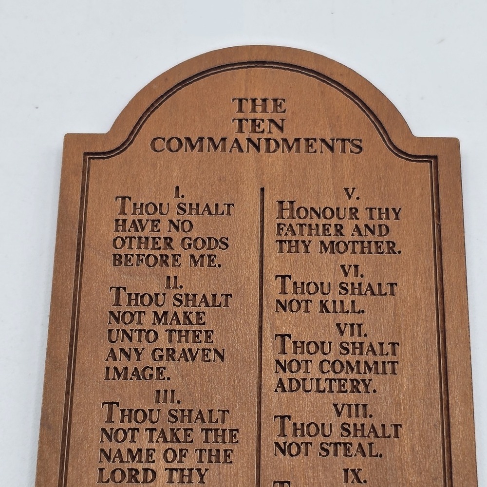 The Ten Commandments Wooden Wood Fridge Magnet Vtg - Picture 3 of 8
